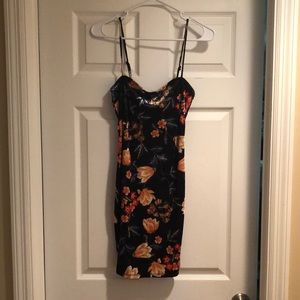 NWT Square neck velvet patterned mini dress